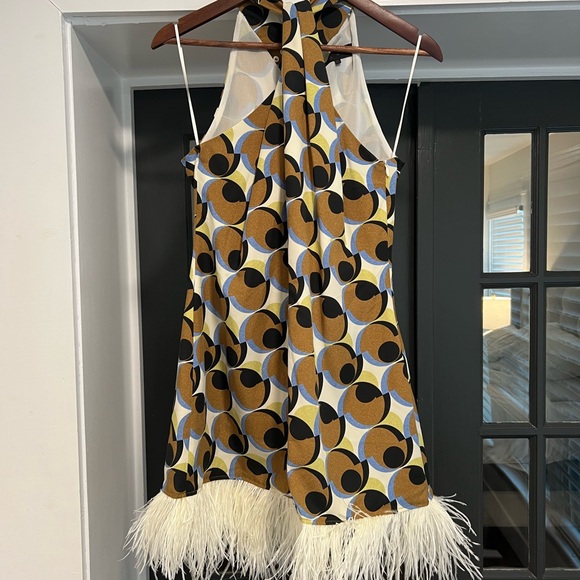Zara Geometric Feather Trim Dress - Picture 4 of 5